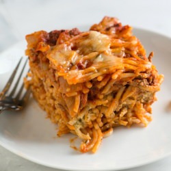 Baked Spaghetti with Creamy Pesto