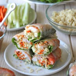 Roasted Shrimp Quinoa Spring Rolls