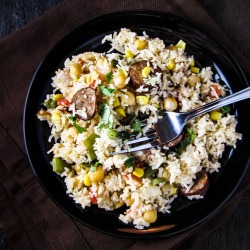 Rice with Chorizo, Chickpeas, Corn