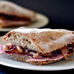Ham Sandwich with Mustard Onions