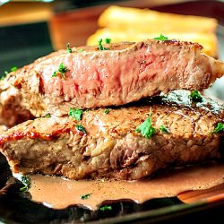 NY Strip Steaks w/ Port Wine