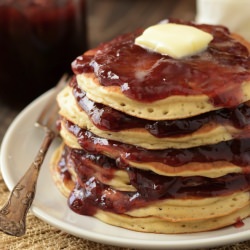 Sour Cream Jam Stacked Pancakes