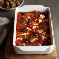 Baked Feta with Tomatoes and Olives