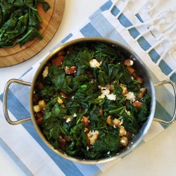 Spinach with Feta and Croutons