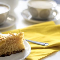 Upside Down Peach and Honey Cake