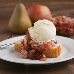 Cranberry Sauce over Pound Cake