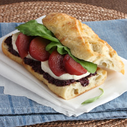 Poached Pear and Tapenade Sandwich