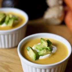 Carrot Ginger Soup with Avocado