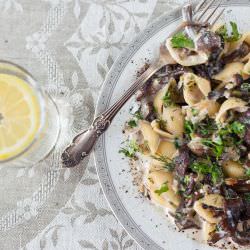 Pasta Flambe with Wild Mushrooms