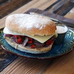 Roasted Red Pepper Steak Sandwich