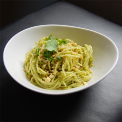 Cilantro-Peanut Pesto Over Pasta