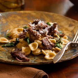 Wine Short Ribs with Chard & Pasta