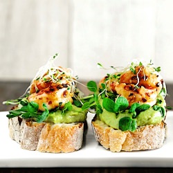 Garlic Chili Prawn Avocado Sandwich