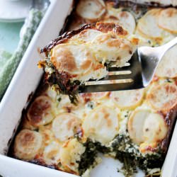 Spinach, Feta, and Potato Gratin