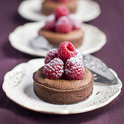 Chocolate Tarts with Raspberries