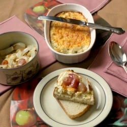 Feta Souffle with Roasted Grapes