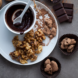 Cocoa Dusted Maple Glazed Walnuts