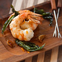 Spicy Spot Prawns with Fried Basil