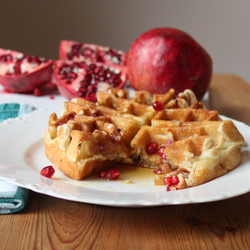 Pomegranate Oatmeal Waffles