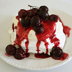 Cherry mascarpone pavlovas