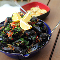 Saffron Steamed Mussels