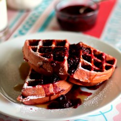 Red Velvet Waffles & Berry Compote