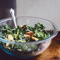 Kale & Brussels Sprout Caesar Salad