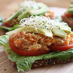 Open Faced Tuna Avocado Sandwich