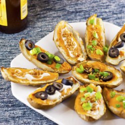 Vegan Beer Cheese Potato Skins