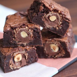 Rocher-Stuffed Brownies