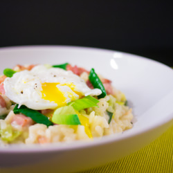 Leek Pancetta Risotto w/ Egg