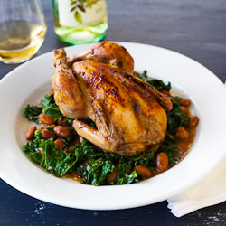 Cornish Hen with Beans and Kale