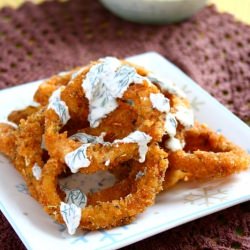 Onion Rings with Garlic-Dill Dip