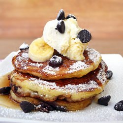 Banana Walnut Chocolate Pancakes