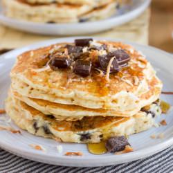 Toasted Coconut Chocolate Pancakes