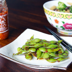 Edamame with Garlic Chili Sauce