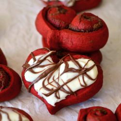 Red Velvet Nutella Heart Rolls