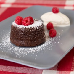 Molten Chocolate Cake w/ Raspberry
