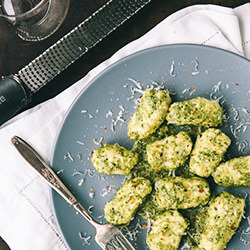 Ricotta Dumplings with Kale Pesto
