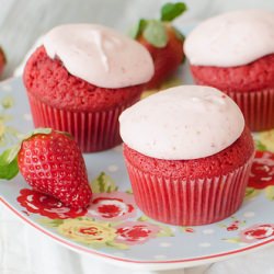Red Velvet Strawberry Cupcakes