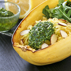 Spaghetti Squash with Arugula Pesto