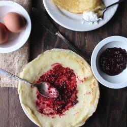 Lemon Crepes w/ Raspberry