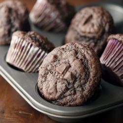 Double Chocolate Protein Muffins
