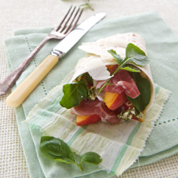 Parma Ham, Peach and Pecorino Wraps