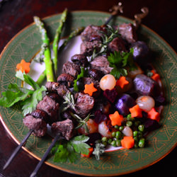 Lamb a la Broche with Vegetables