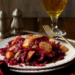 Cider Braised Cabbage and Sausage