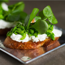 Smashed Pea Bruschetta with Ricotta