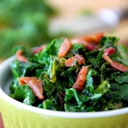 Wilted Organic Kale and Bacon