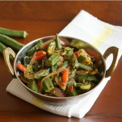 Stir Fry Okra with Fried Fenugreek