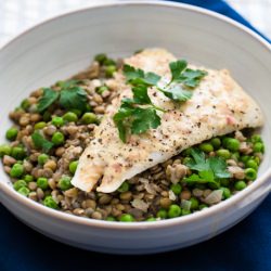 Mustard-Roasted Fish & Lentils